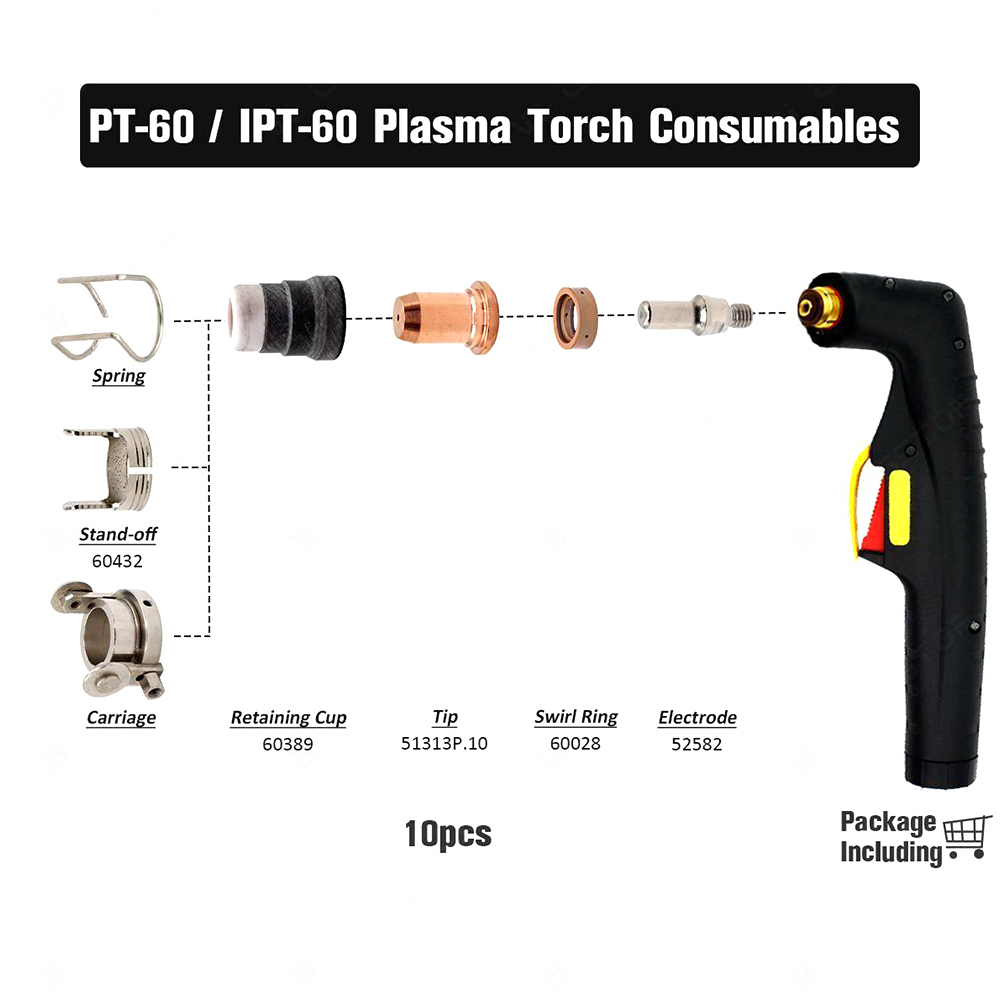 図に示されているようにの電極ノズル プラズマ切断トーチ 銅素 - Workshop Tools Pictures のレビューと価格